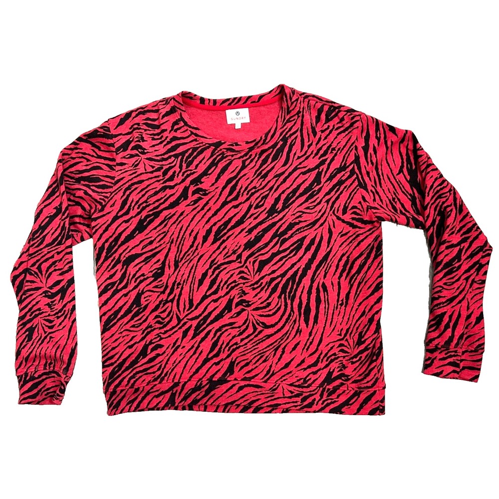 Sundry Zebra Stripe Pullover Sweatshirt Red Black Indie Grunge Soft 1 S EUC